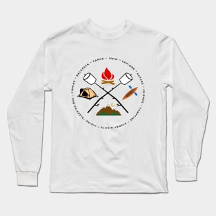 Campground Bonfire Marshmallow Rowboat Oar Lodge. Long Sleeve T-Shirt